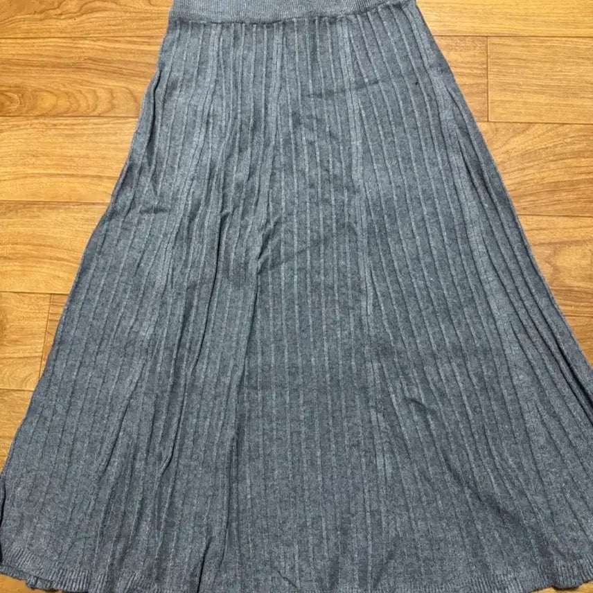[BUNJANG] Basic Ribbed Knit Long Skirt Gray / 골지 니트 롱 스커트 회색