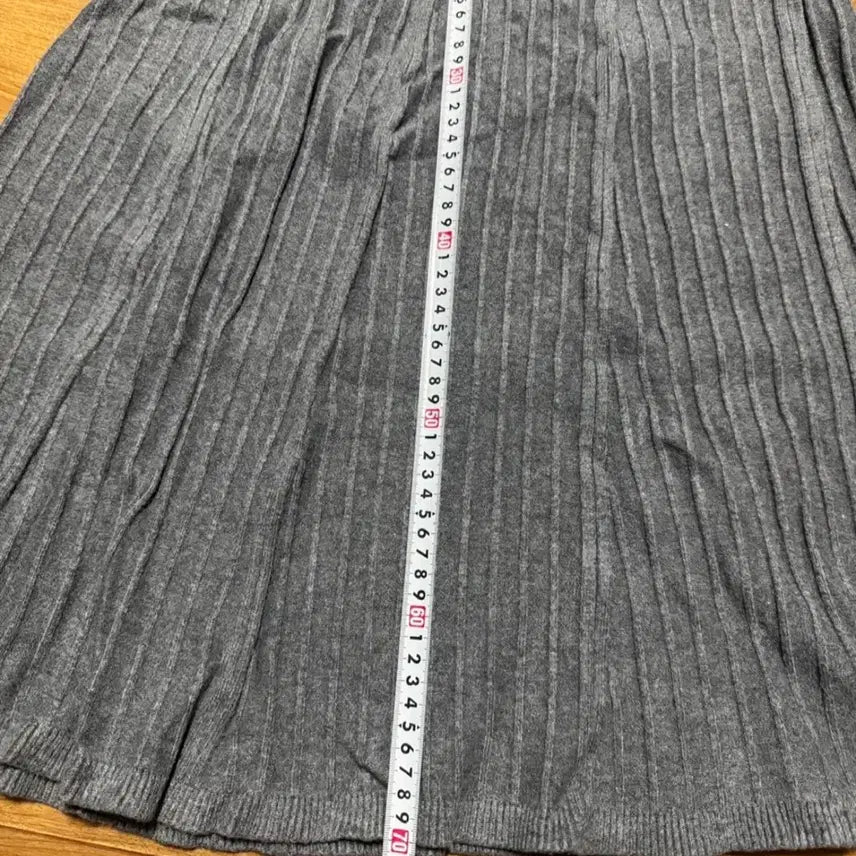 [BUNJANG] Basic Ribbed Knit Long Skirt Gray / 골지 니트 롱 스커트 회색