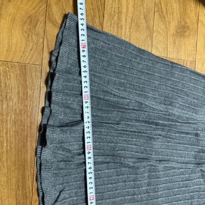 [BUNJANG] Basic Ribbed Knit Long Skirt Gray / 골지 니트 롱 스커트 회색