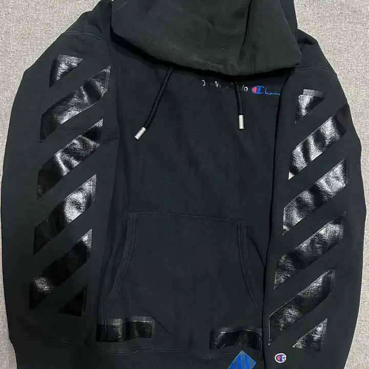 [BUNJANG] Off-White Champion Collaboration Hoodie Black XL / 오프화이트 챔피온 콜라보 후드 블랙 XL