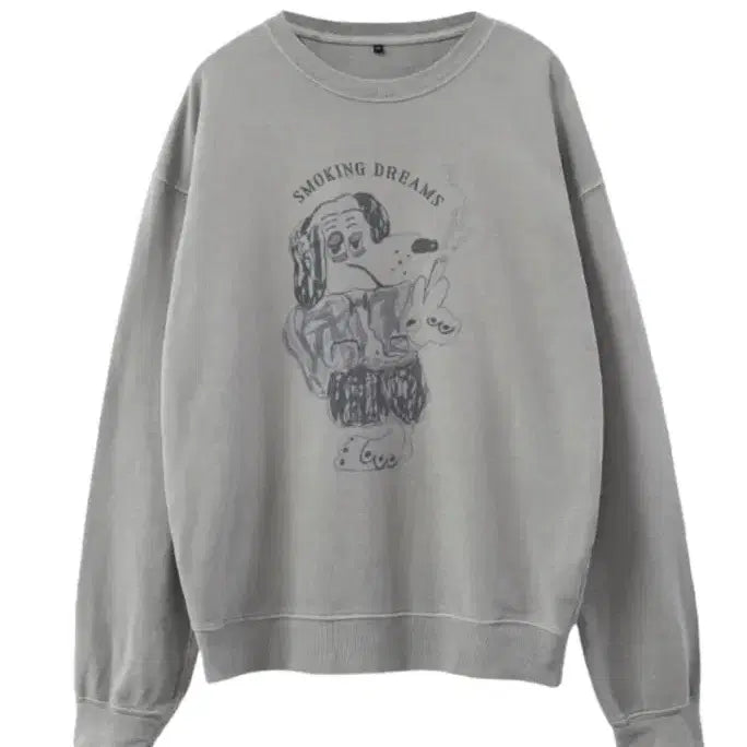[BUNJANG] Polytelu x Hank Sweatshirt Blue Dog Vintage Gray / 폴리테루 x 행크 스웨트셔츠 블루 독 빈티지 그레이 - 24SS
