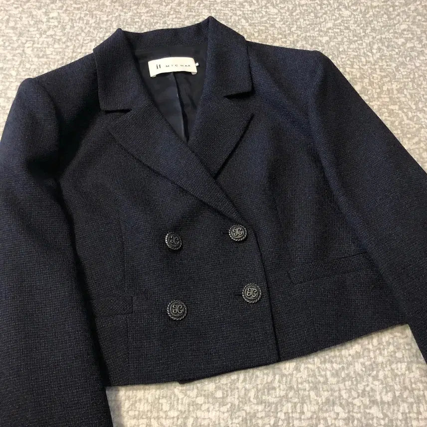 [BUNJANG] It MICHAA Tweed Crop Jacket - Dark Navy / 잇미샤 24년 트위드 크롭 자켓 하객룩 결혼식 올드머니룩 네이비