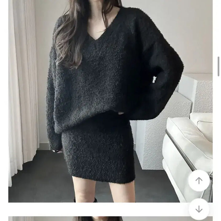 [BUNJANG] Unbranded Knit Two-Piece Set / 부클 니트 투피스 브이넥니트 니트치마 니트원피스 새상품급