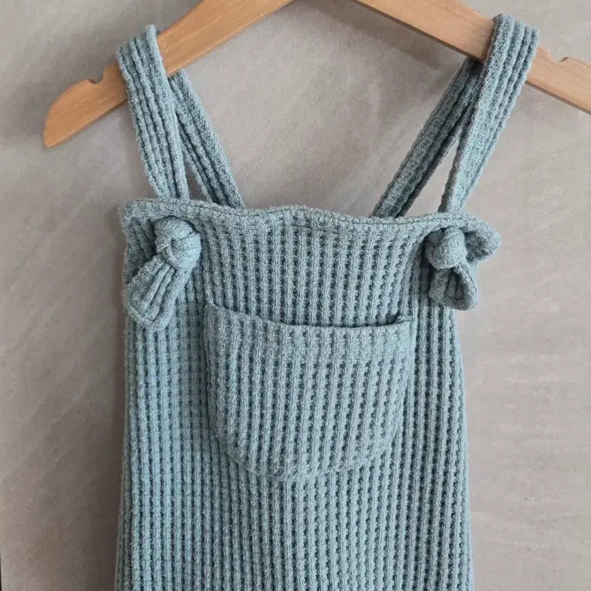 [BUNJANG] Waffle Mint Overalls 70 / 와플 민트멜빵바지 70