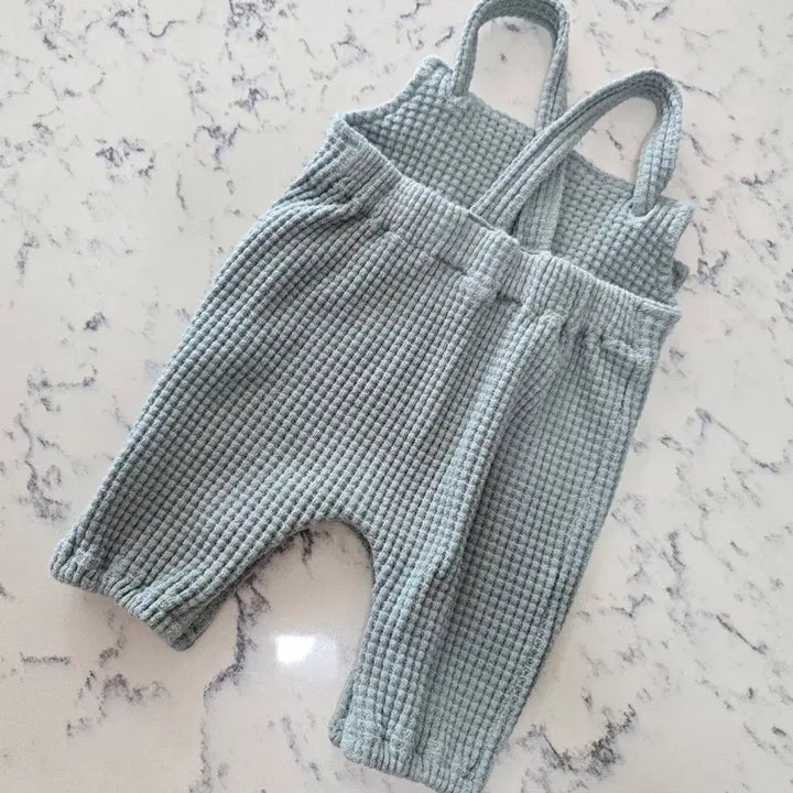 [BUNJANG] Waffle Mint Overalls 70 / 와플 민트멜빵바지 70