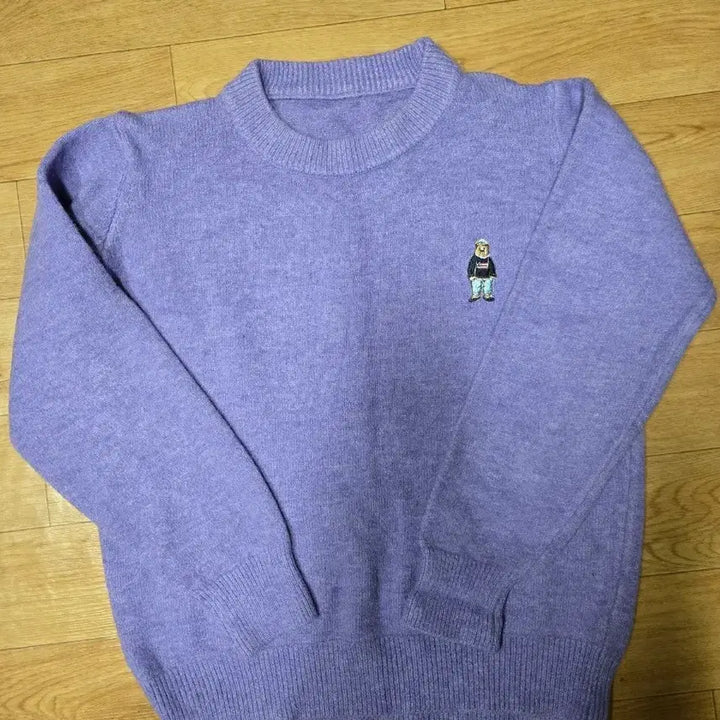 [BUNJANG] Generic Purple Bear Knit Top / 여성  퍼플 곰돌이 니트티