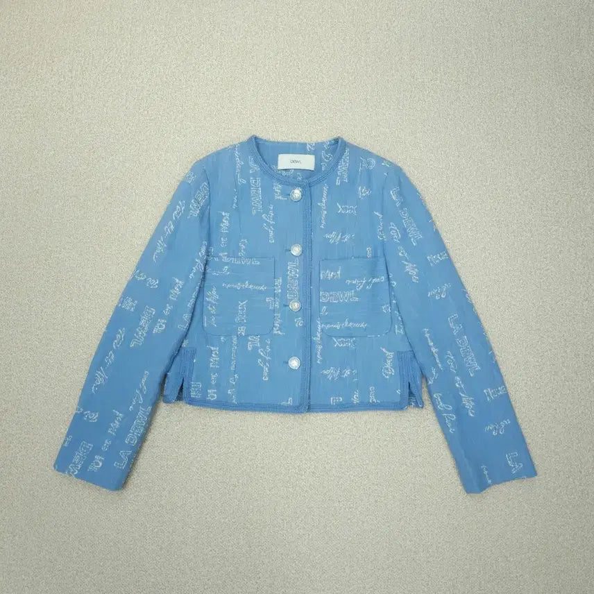 [BUNJANG] DEWL Lettering Blue Tweed Jacket / (55)DEWL 듀엘 여성 자켓 레터링 블루 트위드 긴팔 봄하객룩
