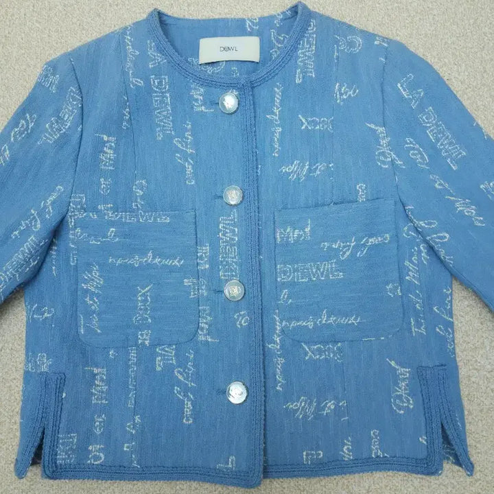 [BUNJANG] DEWL Lettering Blue Tweed Jacket / (55)DEWL 듀엘 여성 자켓 레터링 블루 트위드 긴팔 봄하객룩