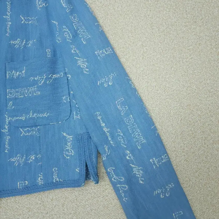 [BUNJANG] DEWL Lettering Blue Tweed Jacket / (55)DEWL 듀엘 여성 자켓 레터링 블루 트위드 긴팔 봄하객룩