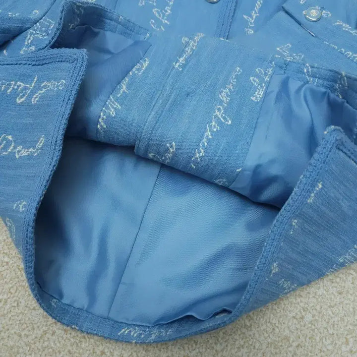 [BUNJANG] DEWL Lettering Blue Tweed Jacket / (55)DEWL 듀엘 여성 자켓 레터링 블루 트위드 긴팔 봄하객룩