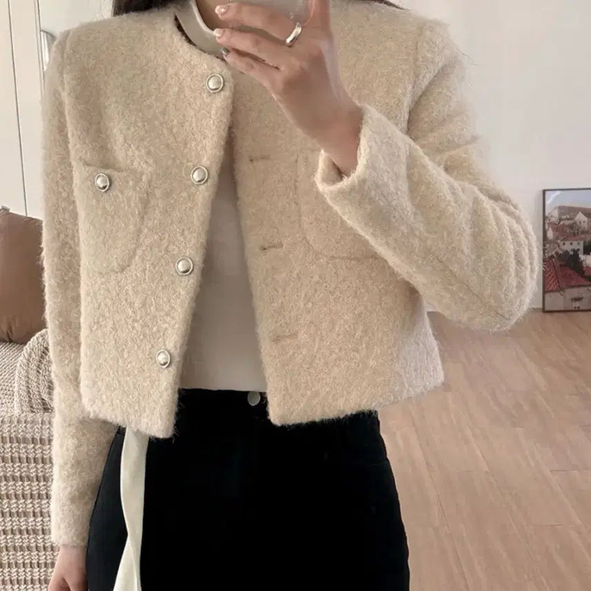 [BUNJANG] Tweed Jacket - Light Beige / 트위드자켓-라이트베이지
