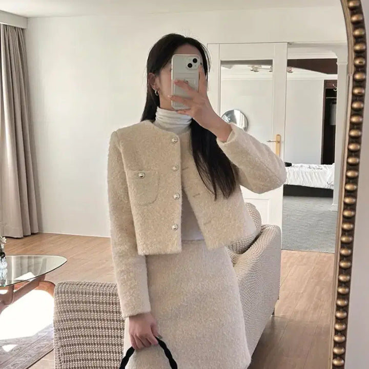 [BUNJANG] Tweed Jacket - Light Beige / 트위드자켓-라이트베이지