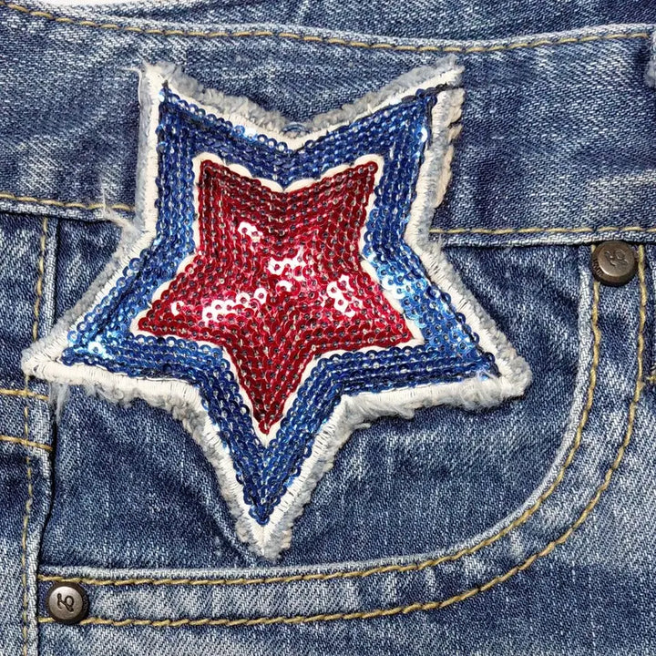 [BUNJANG] Lolita Jeans Sequin Star Applique Denim / [XS] 로리타 진(Lolita Jeans) 시퀸 스타 와펜 데님