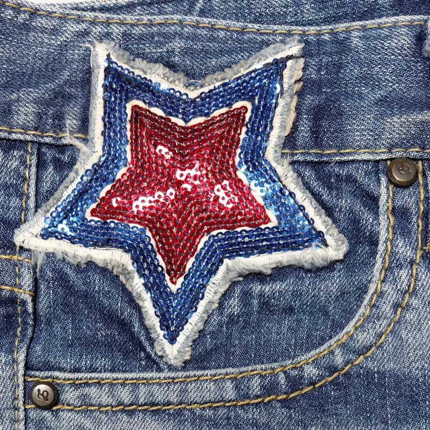 [BUNJANG] Lolita Jeans Sequin Star Applique Denim / [XS] 로리타 진(Lolita Jeans) 시퀸 스타 와펜 데님