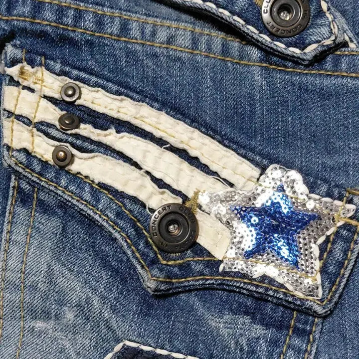 [BUNJANG] Lolita Jeans Sequin Star Applique Denim / [XS] 로리타 진(Lolita Jeans) 시퀸 스타 와펜 데님
