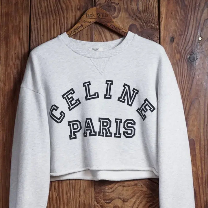 [BUNJANG] Celine Varsity Logo Cropped Sweatshirt / 셀린느 바시티 로고 크롭 스웻셔츠