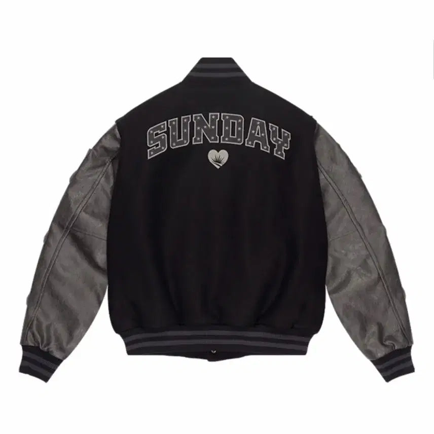[BUNJANG] Sunday Fruits Market Varsity Jacket - Black / 선데이후르츠마켓 바시티 VARSITY JACKET BLACK