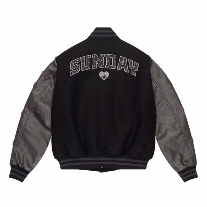 [BUNJANG] Sunday Fruits Market Varsity Jacket - Black / 선데이후르츠마켓 바시티 VARSITY JACKET BLACK