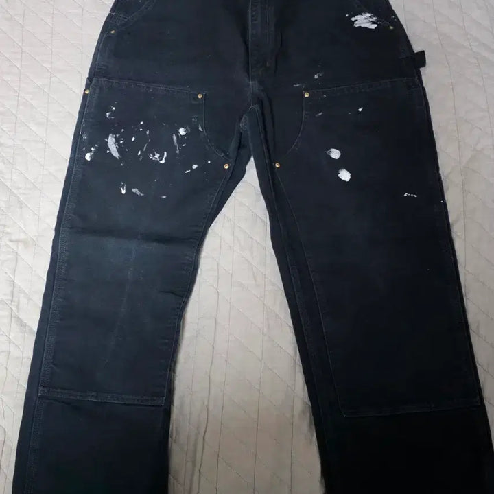 [BUNJANG] Carhartt B01 BLK Work Pants / [38] 빈티지 칼하트 더블니 B01 BLK 워크팬츠 페인팅 크롭 BK4