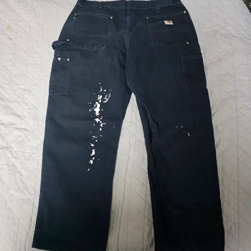 [BUNJANG] Carhartt B01 BLK Work Pants / [38] 빈티지 칼하트 더블니 B01 BLK 워크팬츠 페인팅 크롭 BK4