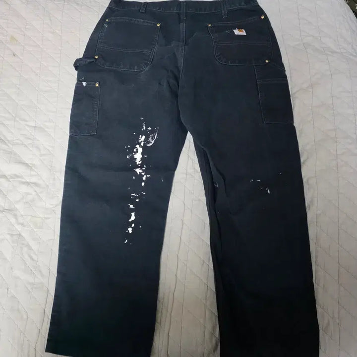 [BUNJANG] Carhartt B01 BLK Work Pants / [38] 빈티지 칼하트 더블니 B01 BLK 워크팬츠 페인팅 크롭 BK4