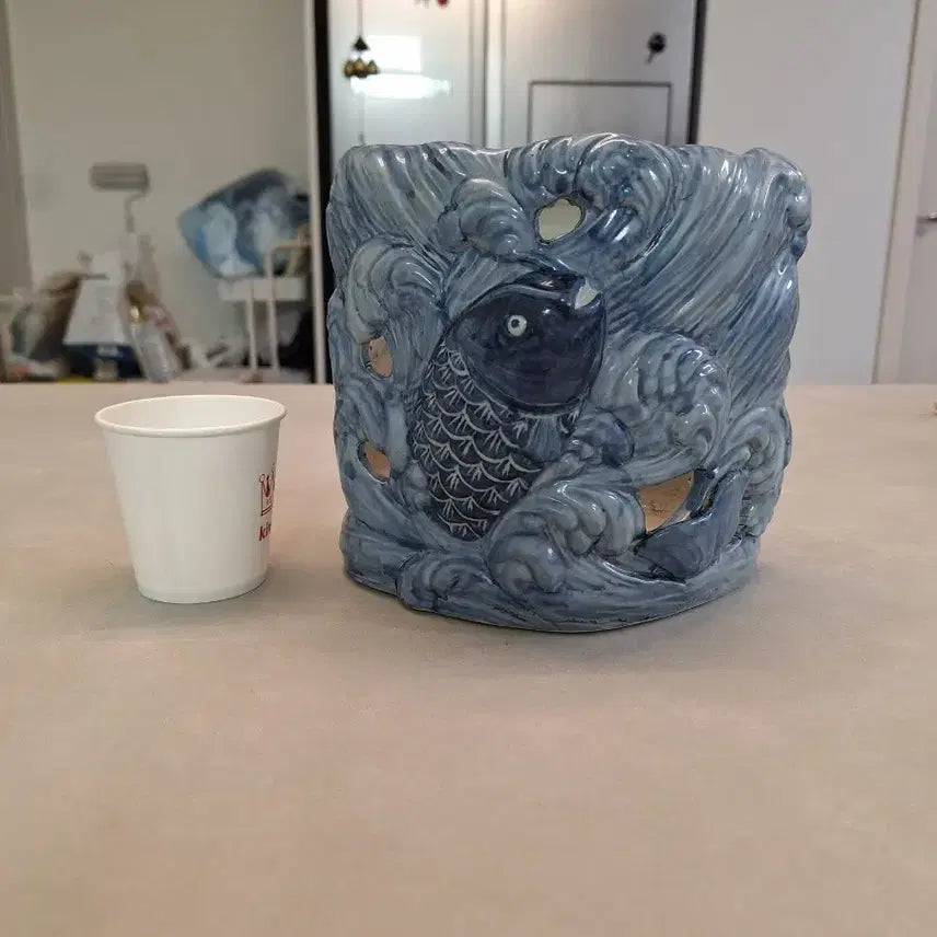 [BUNJANG] Celadon Porcelain Fish Motif Pen Holder / 도자기 필동