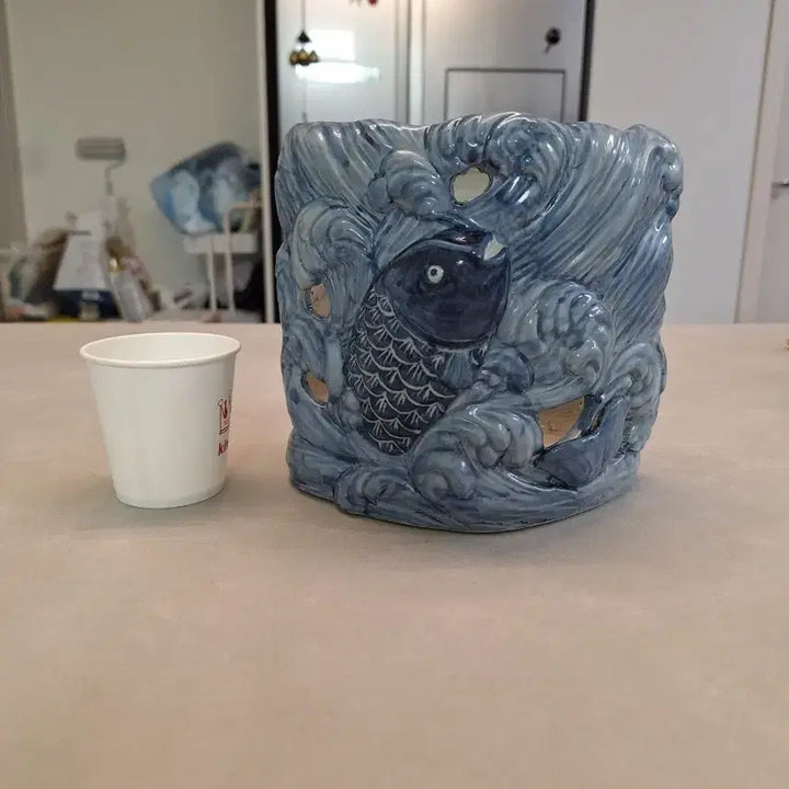 [BUNJANG] Celadon Porcelain Fish Motif Pen Holder / 도자기 필동
