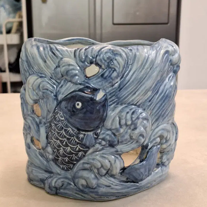 [BUNJANG] Celadon Porcelain Fish Motif Pen Holder / 도자기 필동