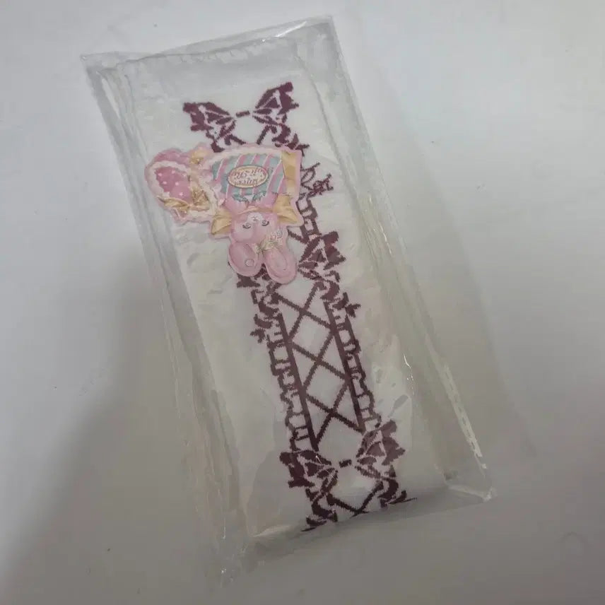 [SOLD OUT] 중브 로리타 화이트*레드 레이스업무늬 니삭스