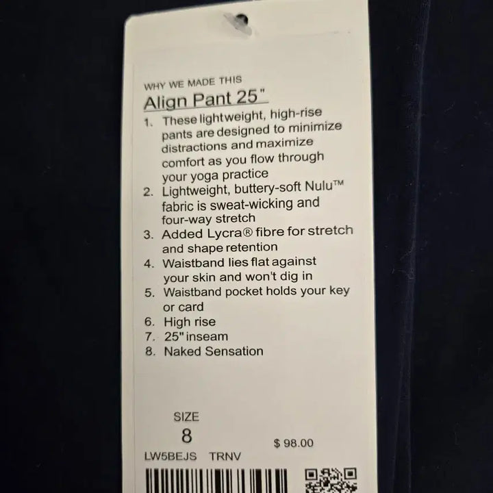 [BUNJANG] Lululemon Align Leggings (US Size 8) / 룰루레몬 얼라인 레깅스 새제품 (미국사이즈8) 한국 사이즈 66-77
