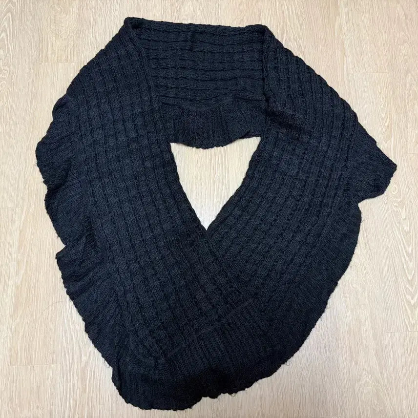 [BUNJANG] Black Knit Scarf Shawl / 블랙 니트 목도리겸 숄(사용감 있음)