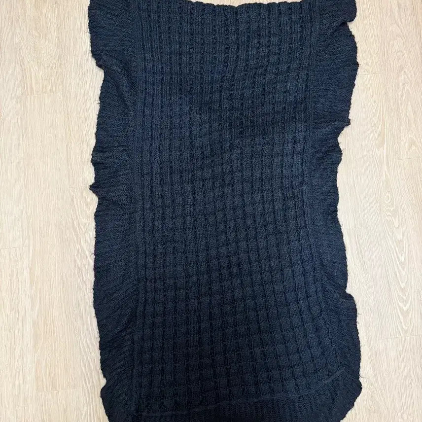 [BUNJANG] Black Knit Scarf Shawl / 블랙 니트 목도리겸 숄(사용감 있음)