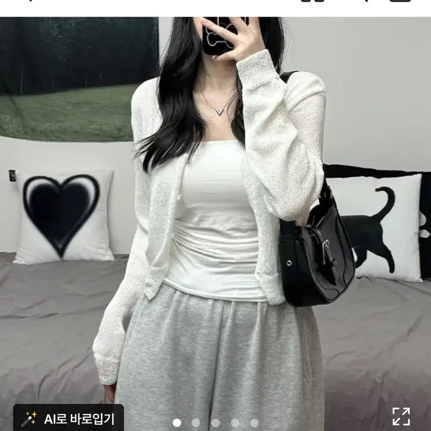 [BUNJANG] Ably See-through Crop Knit Cardigan / 에이블리 시스루 크롭 니트가디건