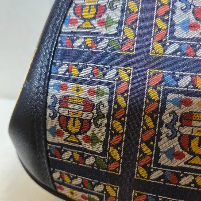 [BUNJANG] Vintage Pattern Leather & Fabric Clutch / 일제 빈티지 패턴 가죽+천 클러치