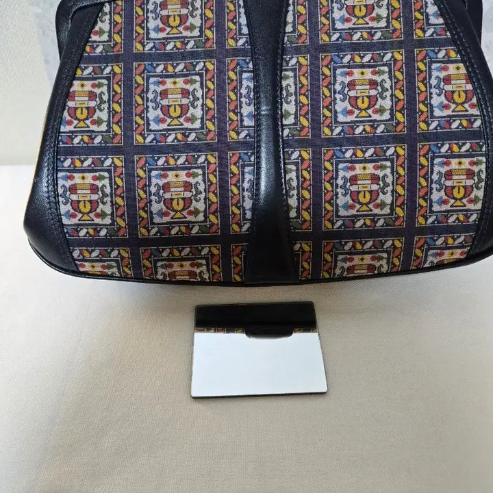 [BUNJANG] Vintage Pattern Leather & Fabric Clutch / 일제 빈티지 패턴 가죽+천 클러치