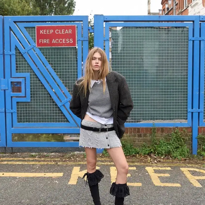 [BUNJANG] LC DC Twist Layered Knit Skirt / lcdc 트위스트 레이어드 니트 스커트