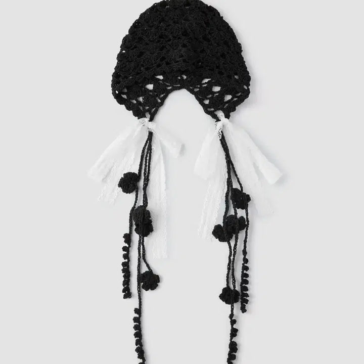 [BUNJANG] Knit Beanie with Lace / 니트 뜨개 모자 비니 레이모자