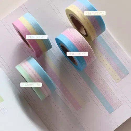 [BUNJANG] Lover's Pick Me Three-Line Washi Tape Set / 러버스픽미 세줄마테 4종