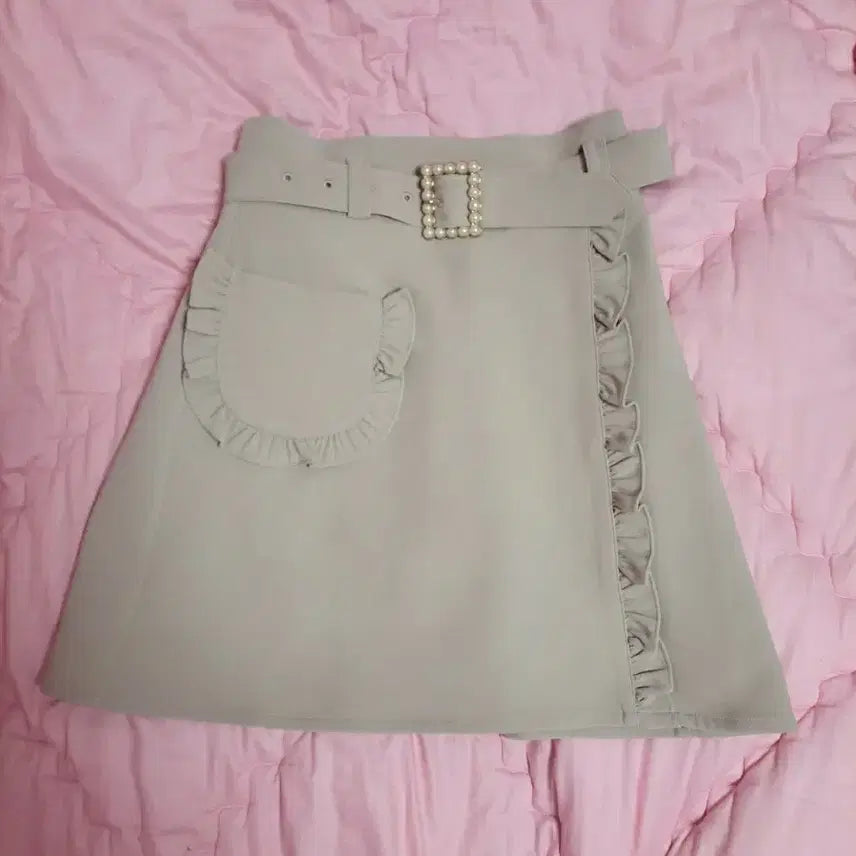 [BUNJANG] Honey Cinnamon Ruffle Pearl Belt Pink Princess Skirt / 급처상태최상!허니시나몬 러플 진주벨트 핑크 공주 스커트 치마 리즈리사st