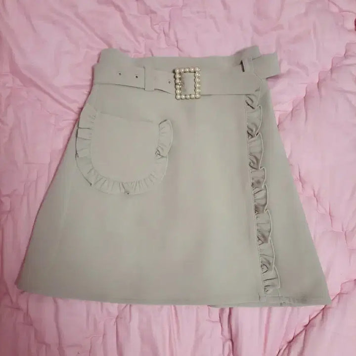 [BUNJANG] Honey Cinnamon Ruffle Pearl Belt Pink Princess Skirt / 급처상태최상!허니시나몬 러플 진주벨트 핑크 공주 스커트 치마 리즈리사st