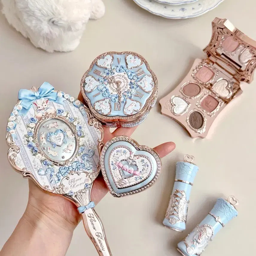 [BUNJANG] Flower Knows Bunny Garden Mirror / (새상품 현물)블루 플라워노즈 버니가든 거울 손거울