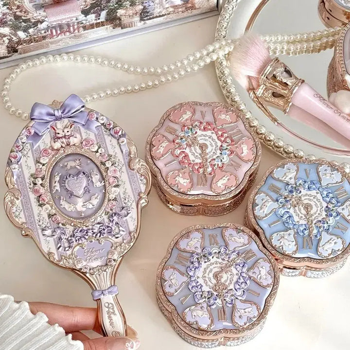 [BUNJANG] Flower Knows Bunny Garden Mirror / (새상품 현물)퍼플 플라워노즈 버니가든 거울 손거울