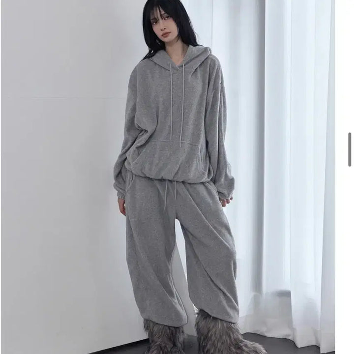 [BUNJANG] LeNSae Melange Fleece Hoodie Jogger Set / 렌세 멜란지 플리스 후디 조거 세트