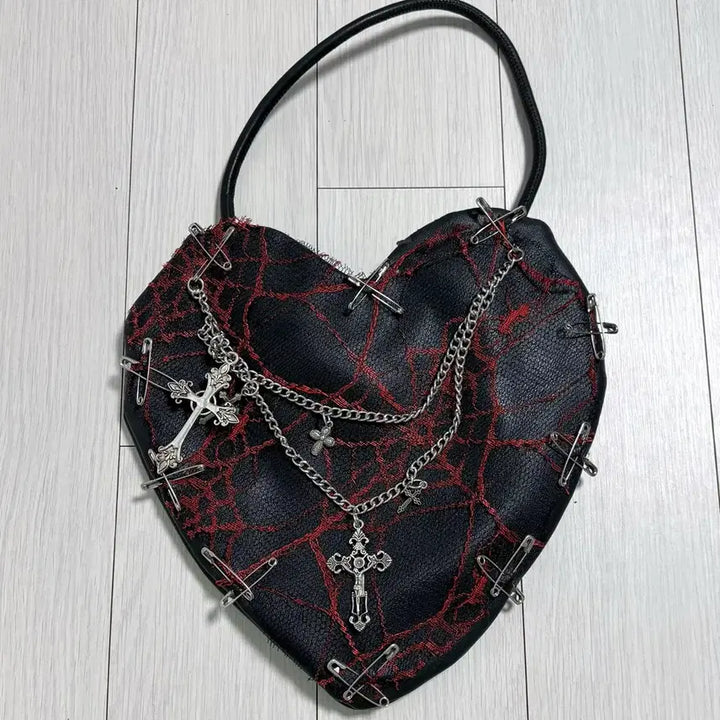 [BUNJANG] Vintage Gothic Punk Web Heart Handbag / 빈티지 고스 펑크 거미줄 하트모양 가방 핸드백