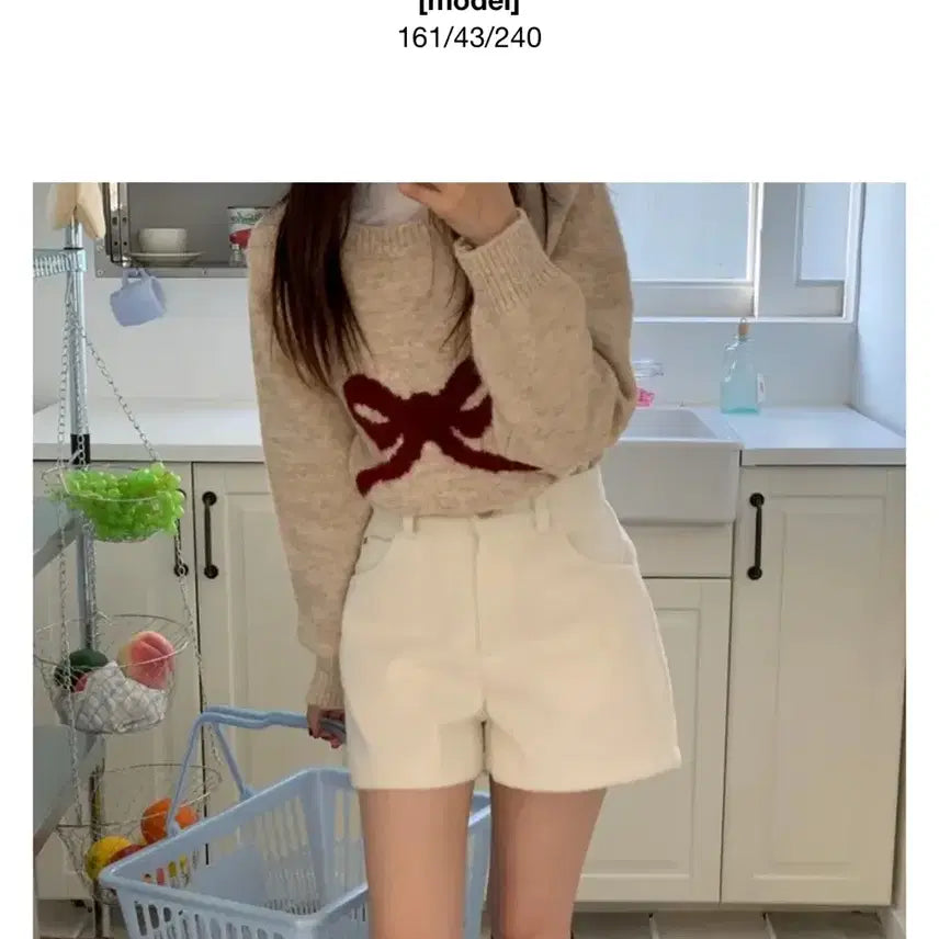 [BUNJANG] Unbranded Alpaca Blend High-Waist Short Pants / 새상품) 울 50% 알파카 하이웨스트 숏팬츠 아이보리