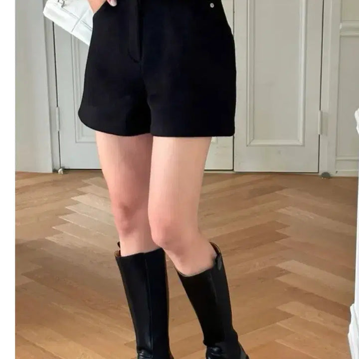 [BUNJANG] Unbranded Alpaca Blend High-Waist Short Pants / 새상품) 울 50% 알파카 하이웨스트 숏팬츠 블랙