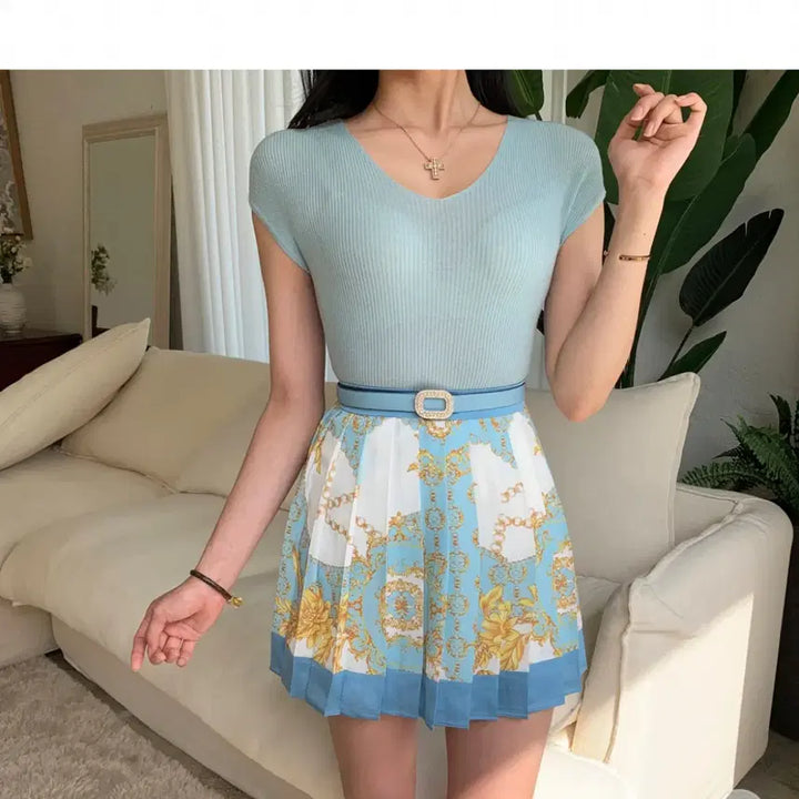 [BUNJANG] Midnight Showroom Fiana V-Neck Knit Top / 미드나잇쇼룸 피아나 브이넥 캡소매 니트 M