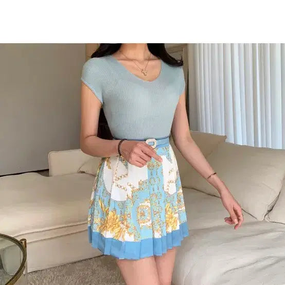 [BUNJANG] Midnight Showroom Fiana V-Neck Knit Top / 미드나잇쇼룸 피아나 브이넥 캡소매 니트 M