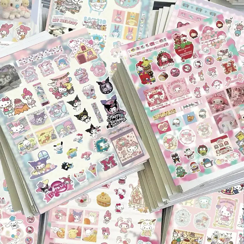 [BUNJANG] Sanrio Mixed Sticker Set / 8장 산리오 혼합 씰스티커 세트 헬로키티 쿠로미 시나모롤 다꾸