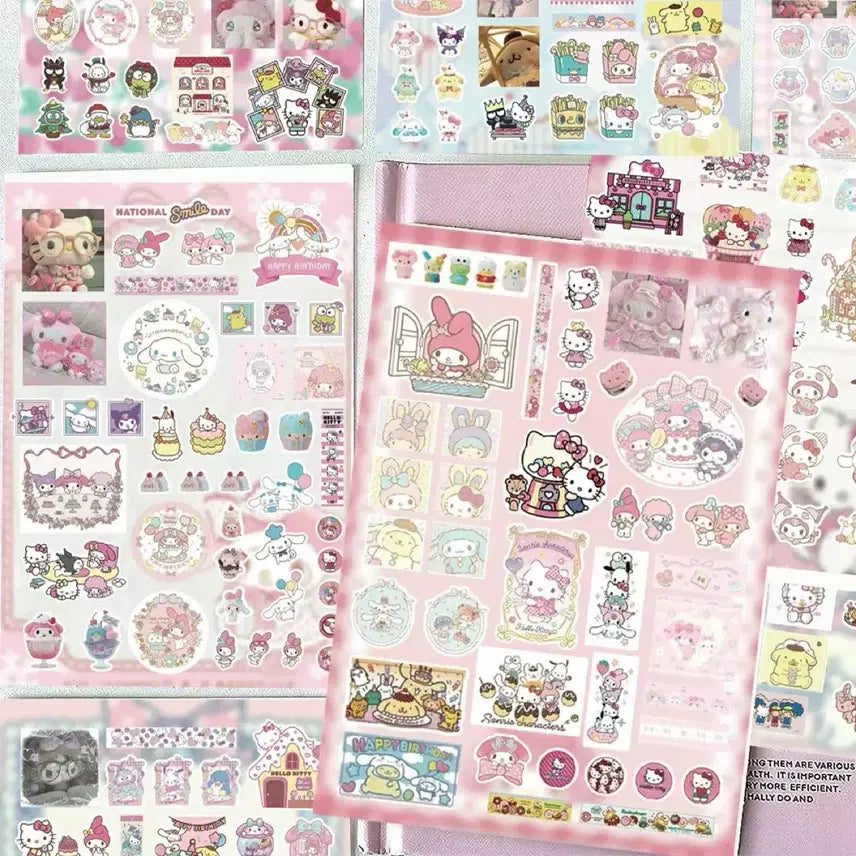 [BUNJANG] Sanrio Mixed Sticker Set / 8장 산리오 혼합 씰스티커 세트 헬로키티 쿠로미 시나모롤 다꾸